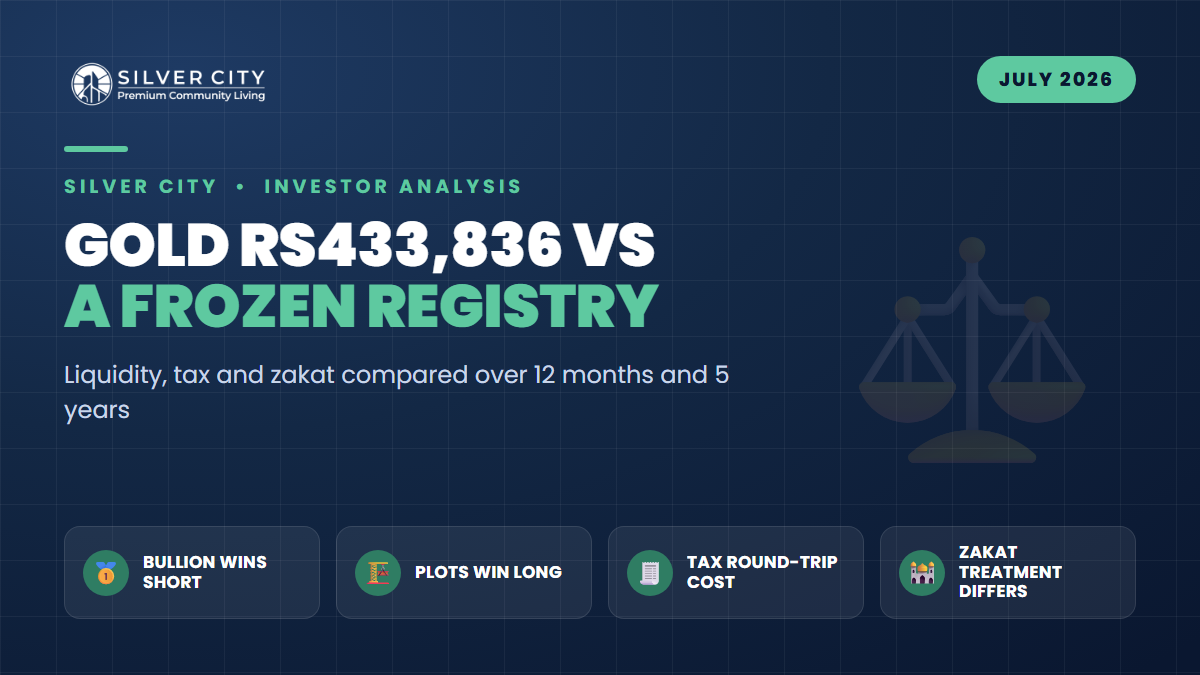 Gold at Rs433,836 vs a Frozen Rawalpindi Registry: The Honest Math on Which One Actually Pays